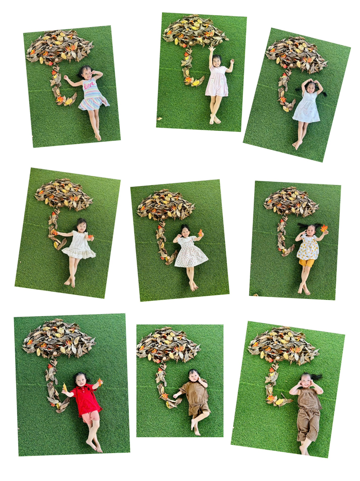 A collage of children lying on grassAI-generated content may be incorrect.
