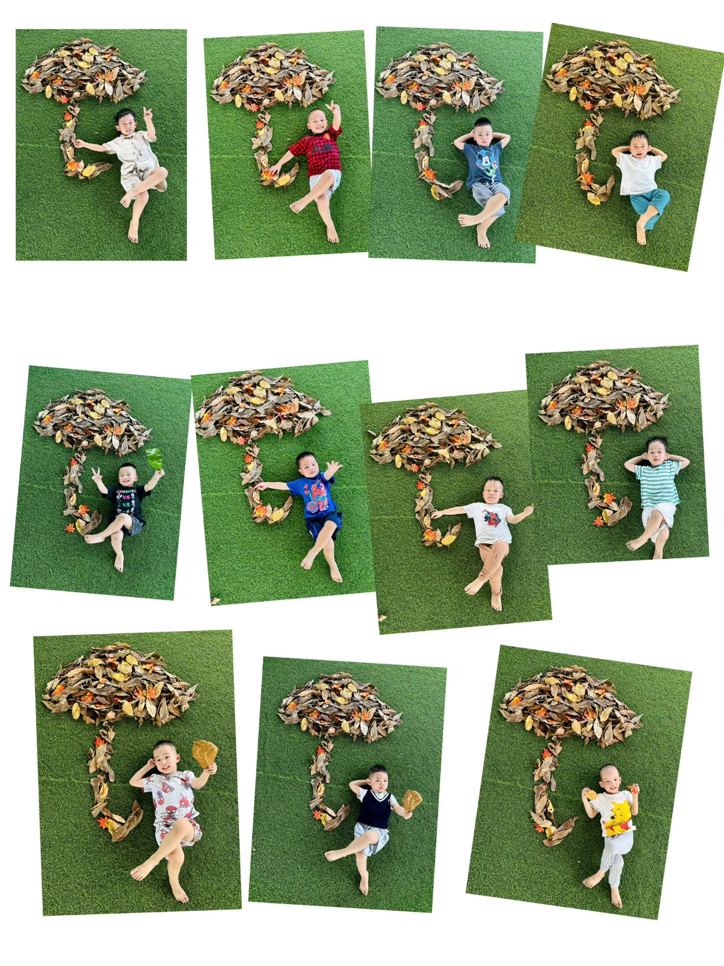A collage of children lying on grassAI-generated content may be incorrect.