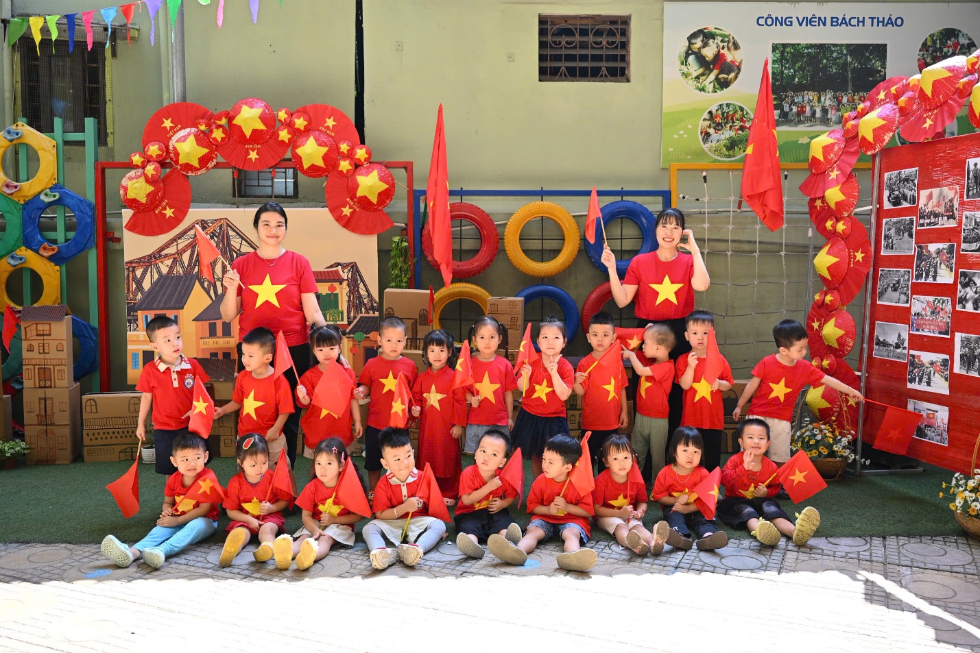 A group of children wearing red shirtsAI-generated content may be incorrect.
