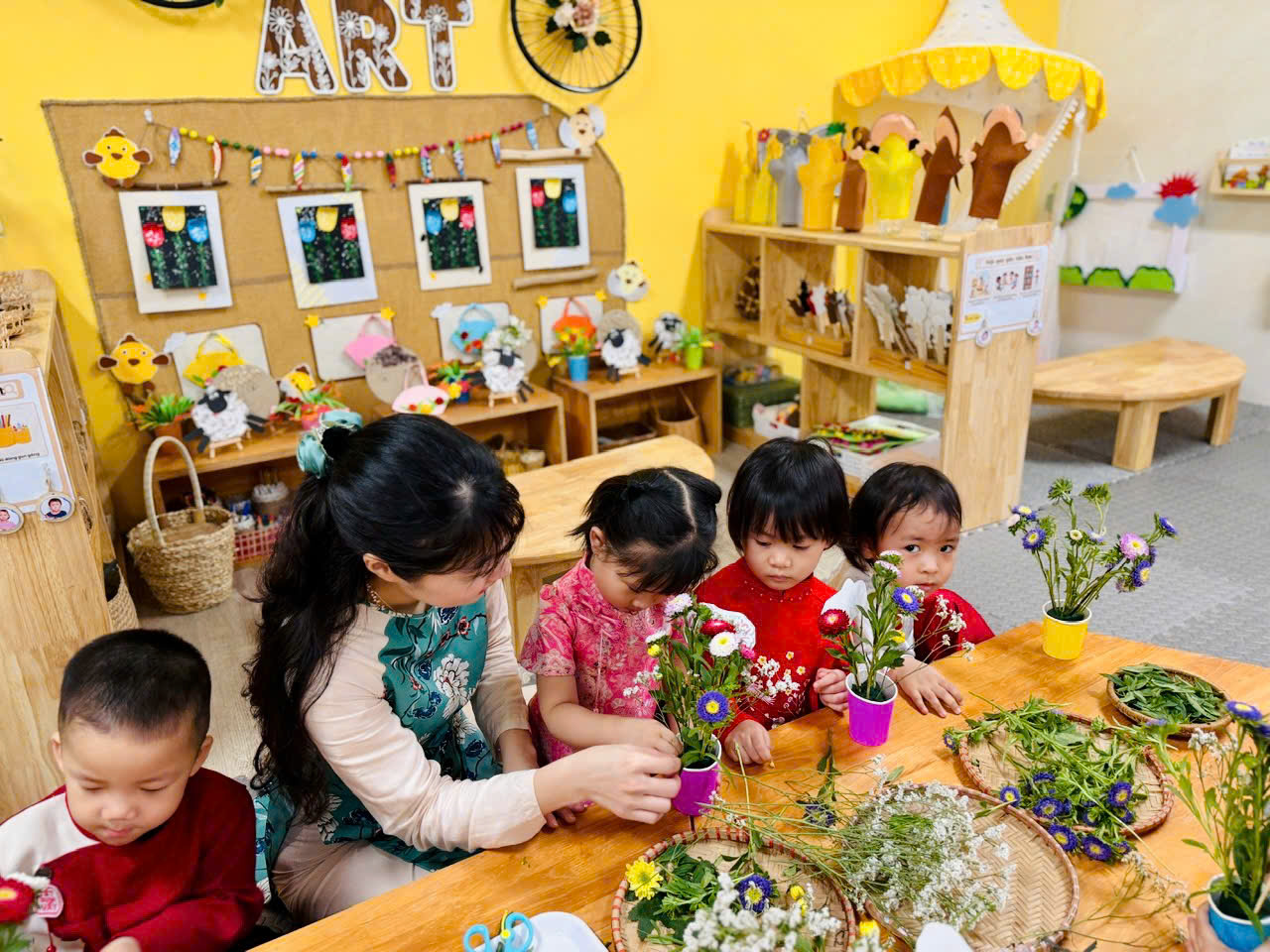 A group of children and a teacher in a classroomAI-generated content may be incorrect.