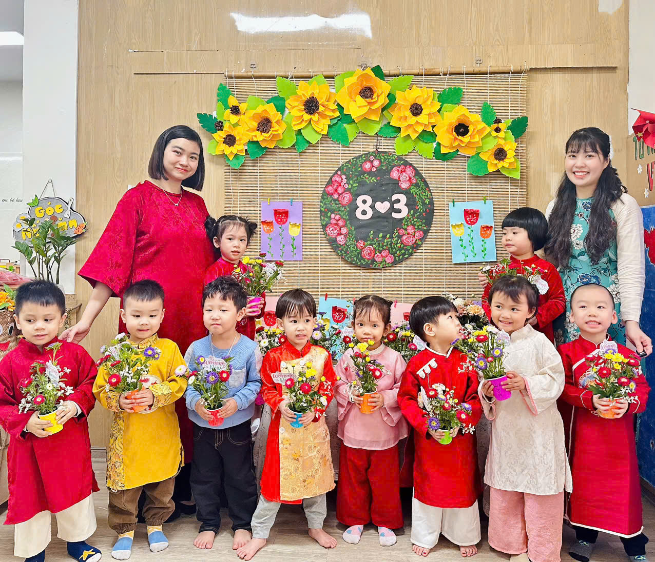 A group of children and a person posing for a photoAI-generated content may be incorrect.