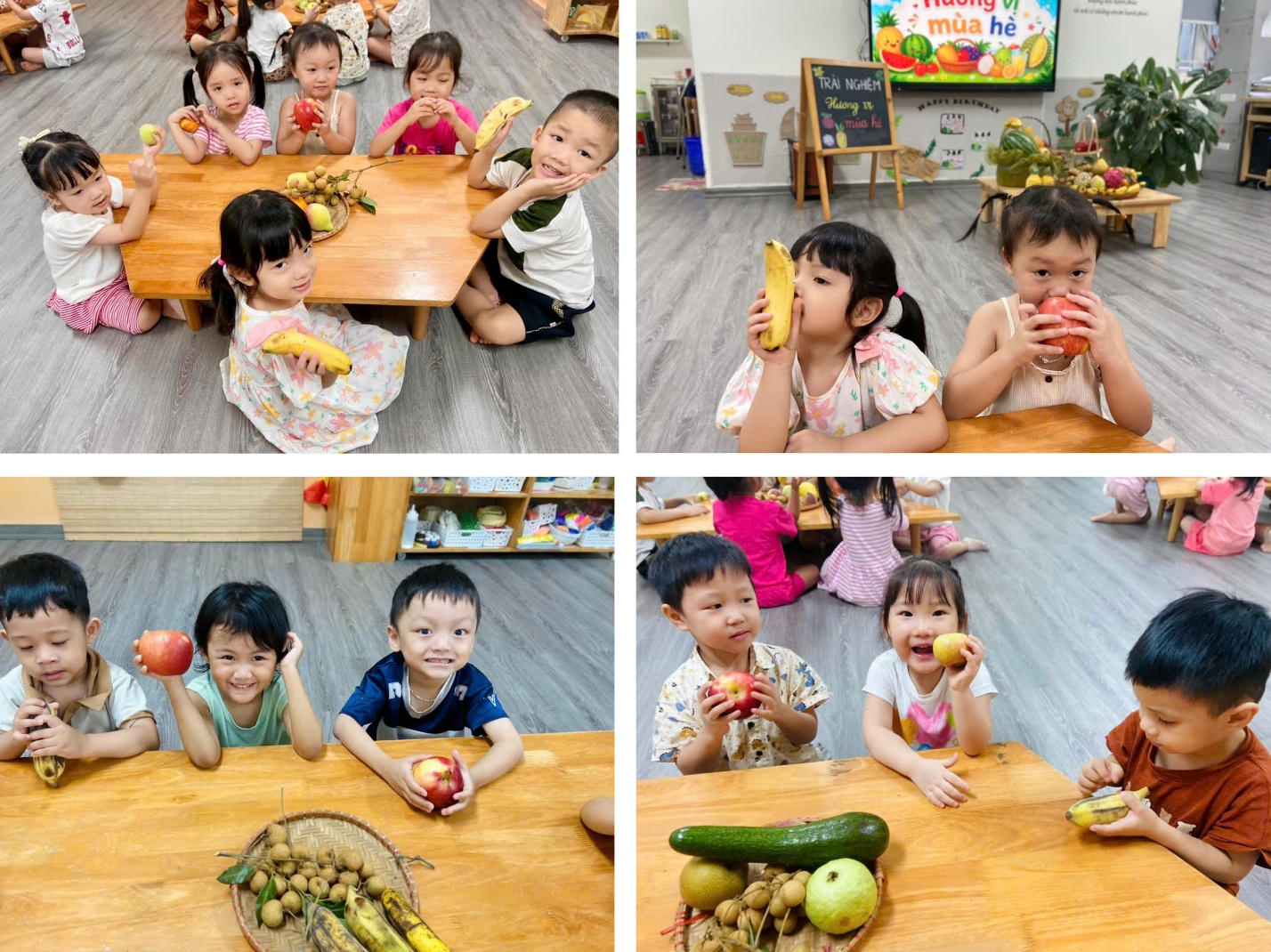 A collage of kids eating fruitsAI-generated content may be incorrect.