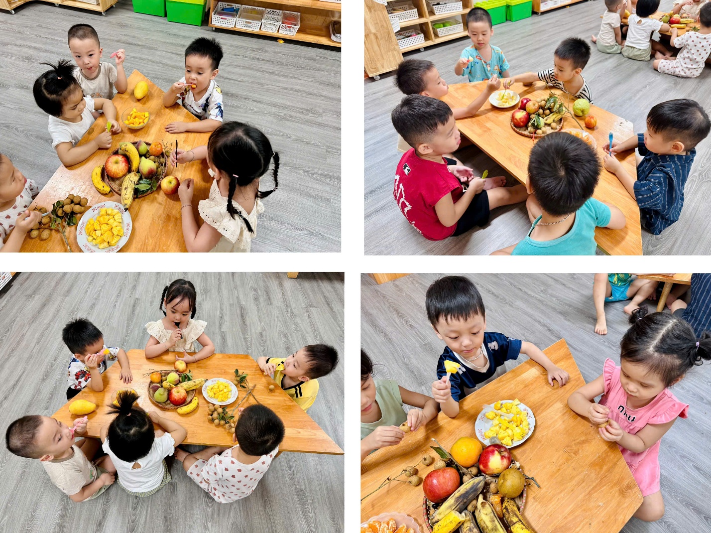 Several children eating at a tableAI-generated content may be incorrect.