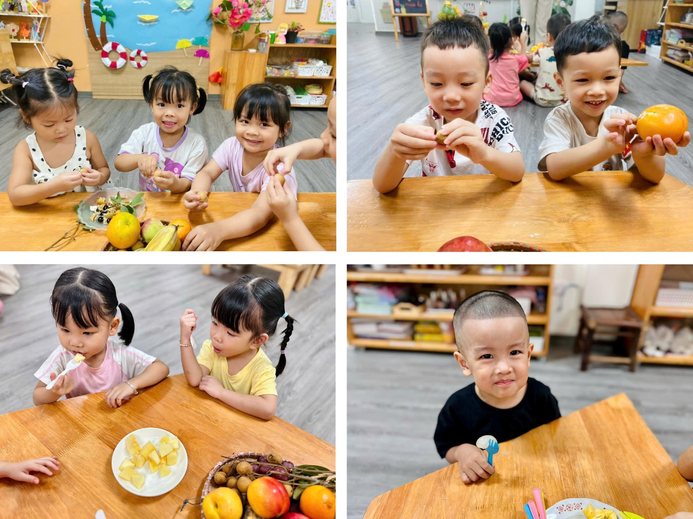 A group of children eating at a tableAI-generated content may be incorrect.
