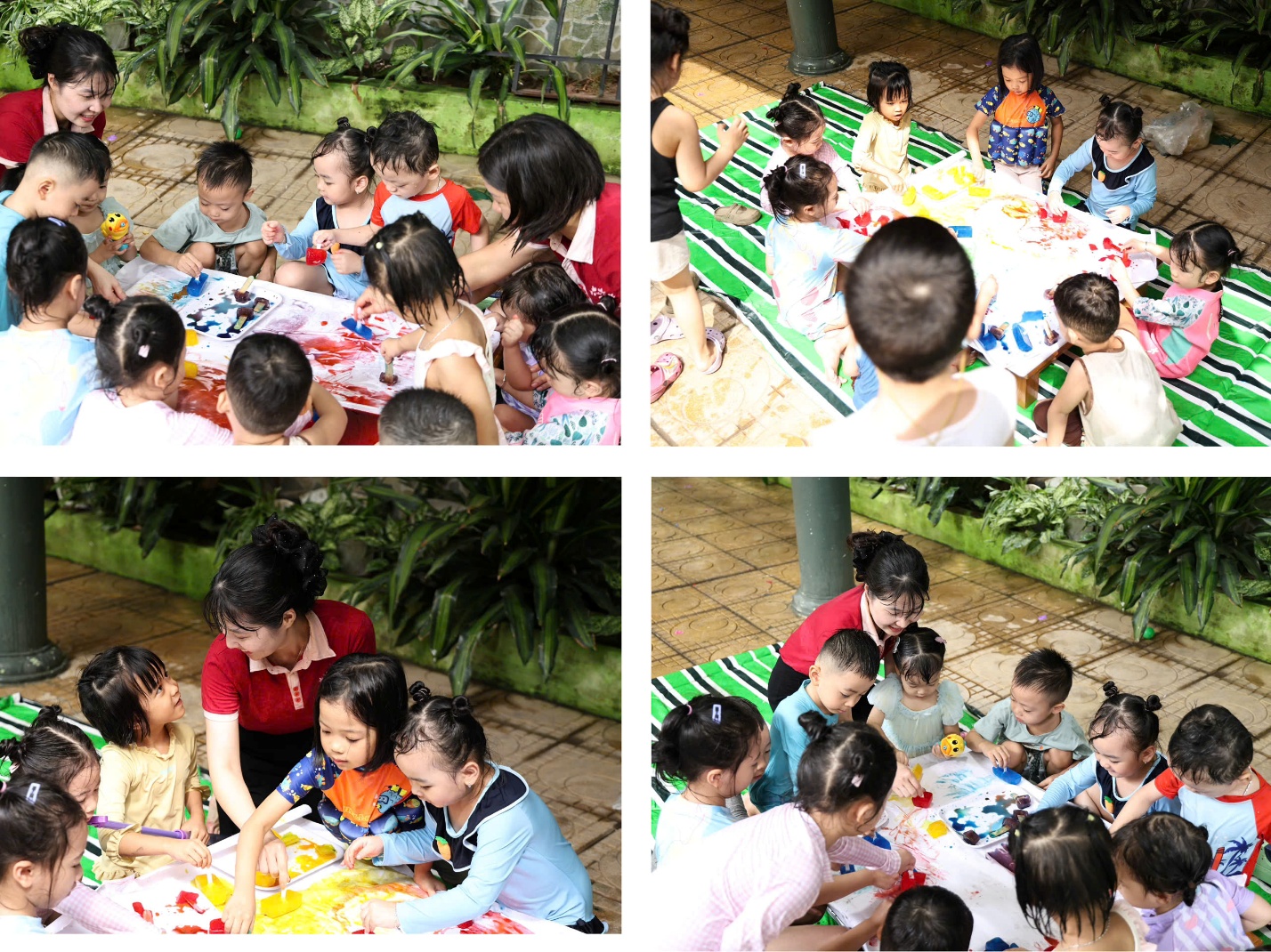 Several pictures of kids paintingAI-generated content may be incorrect.